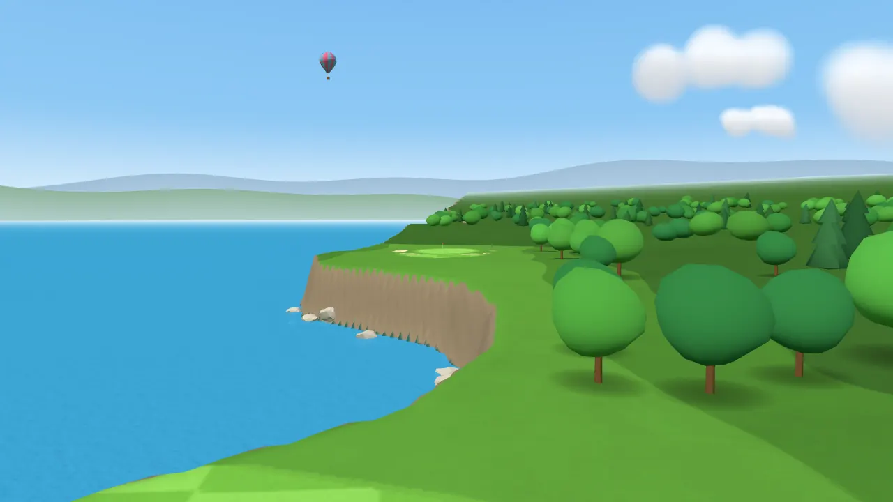 The Chasm in dailygolf: a fairway ending at a cliff, with the green across an inlet of the ocean